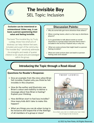 *TL* Companion Guide to Trudy Ludwig's "The Invisible Boy" (gr 2-6)